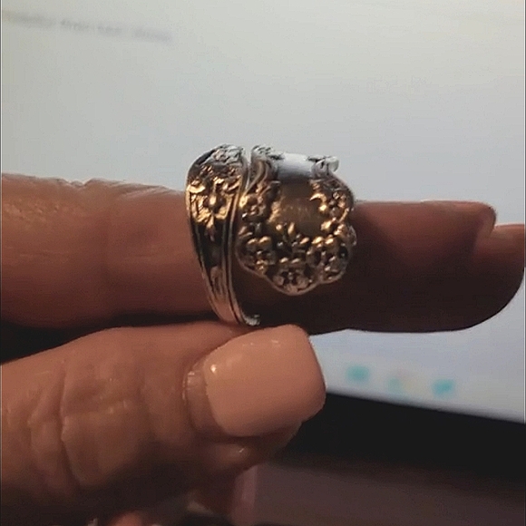 Unisex 925 Silver  Spoon Ring  Adjustable - Picture 7 of 7